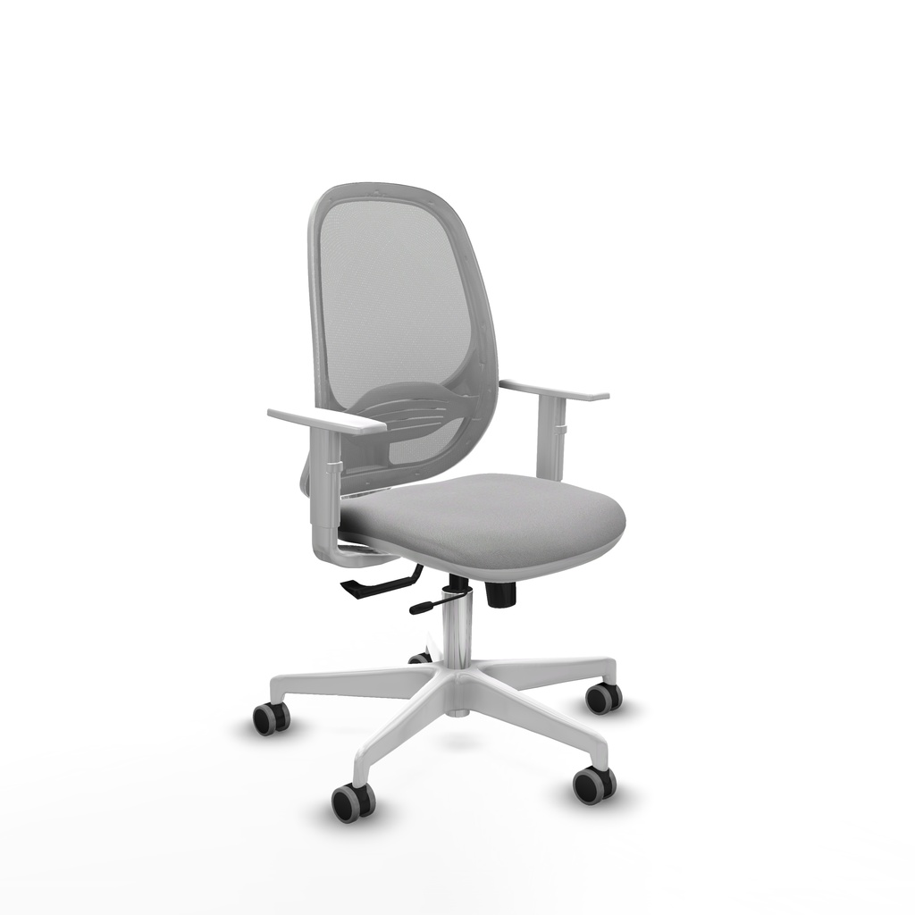 Cilanco blanca traslack malla gris bali gris claro brazos blancos base blanca ruedas 65mm engomadas