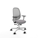 Cilanco blanca traslack malla gris similpiel gris brazos 1D base blanca ruedas 65mm nailon