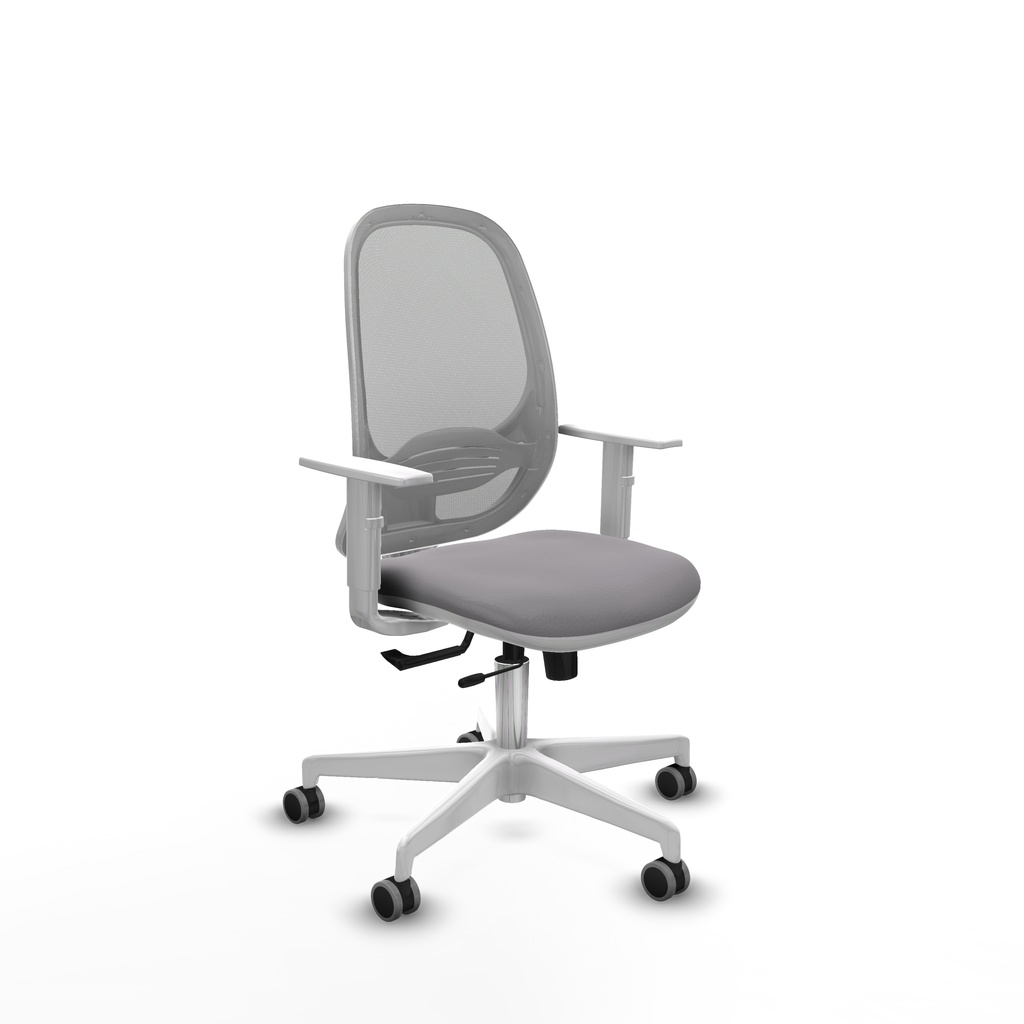 Cilanco blanca traslack malla gris similpiel gris brazos blancos base blanca ruedas 65mm engomadas