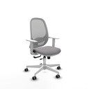 Cilanco blanca traslack malla gris similpiel gris brazos blancos base blanca ruedas 65mm engomadas