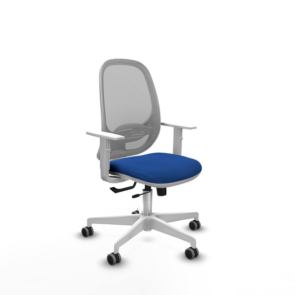 [354BSTM3S229B4B026G] Cilanco blanca traslack malla gris similpiel azul brazos blancos base blanca ruedas 65mm engomadas