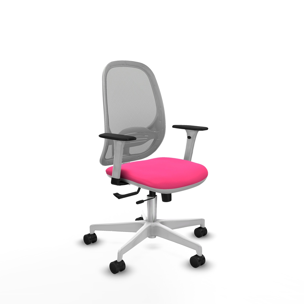 Cilanco blanca traslack malla gris similpiel rosa brazos 1D base blanca ruedas 65mm nailon