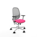 Cilanco blanca traslack malla gris similpiel rosa brazos 1D base blanca ruedas 65mm nailon