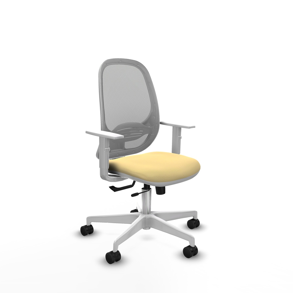 Cilanco blanca traslack malla gris similpiel crema brazos blancos base blanca ruedas 65mm nailon