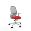 Cilanco blanca traslack malla gris similpiel rojo brazos blancos base blanca ruedas 65mm engomadas