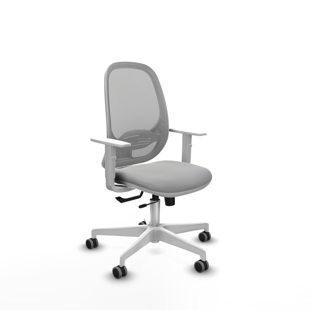 Cilanco blanca traslack malla gris similpiel gris claro brazos blancos base blanca ruedas 65mm engomadas