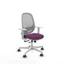 Cilanco blanca traslack malla gris similpiel morado brazos blancos base blanca ruedas 65mm engomadas