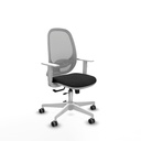 Cilanco blanca traslack malla gris similpiel negro brazos blancos base blanca ruedas 65mm engomadas