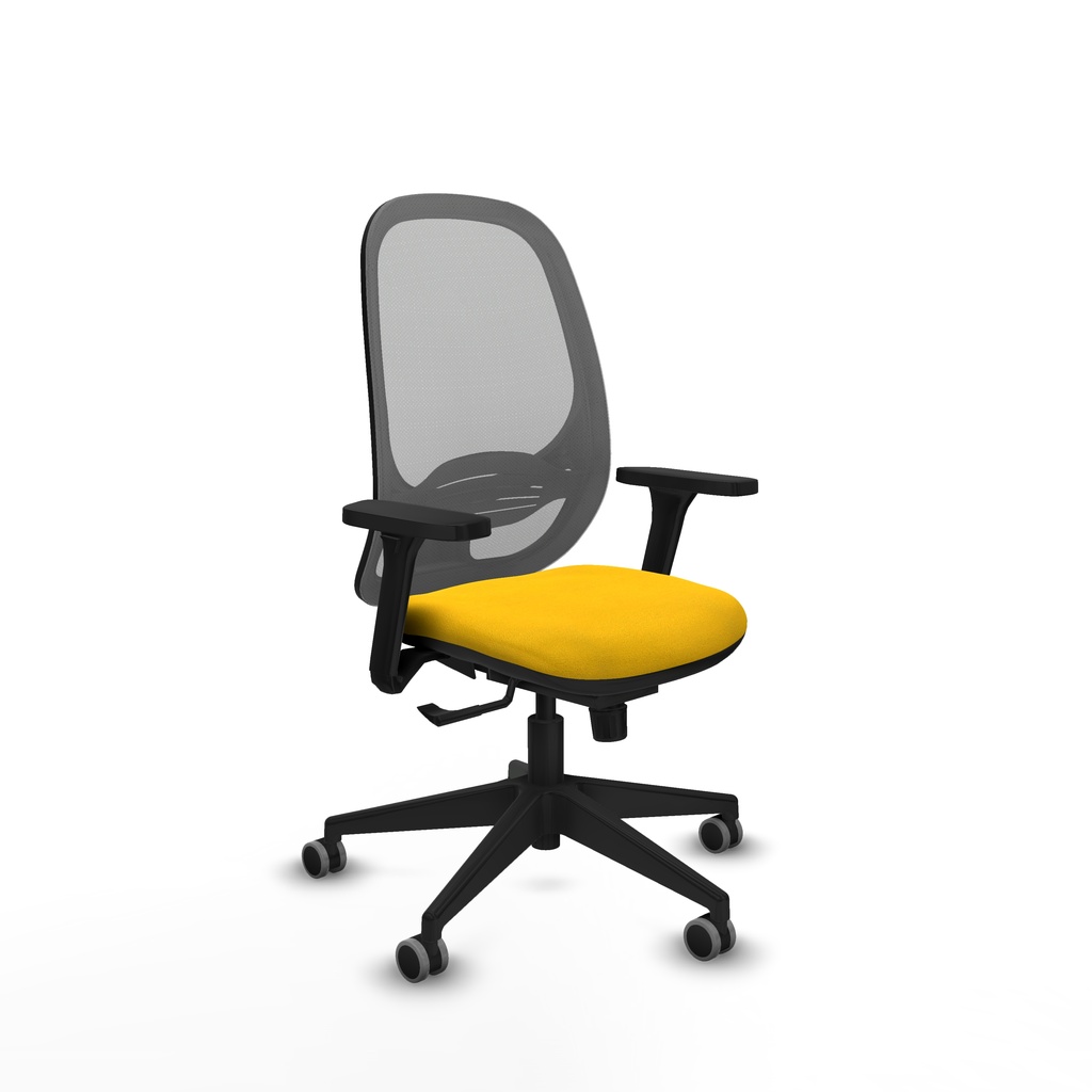 Cilanco sincro malla gris bali amarillo brazos 3D base piramidal ruedas 65mm engomadas