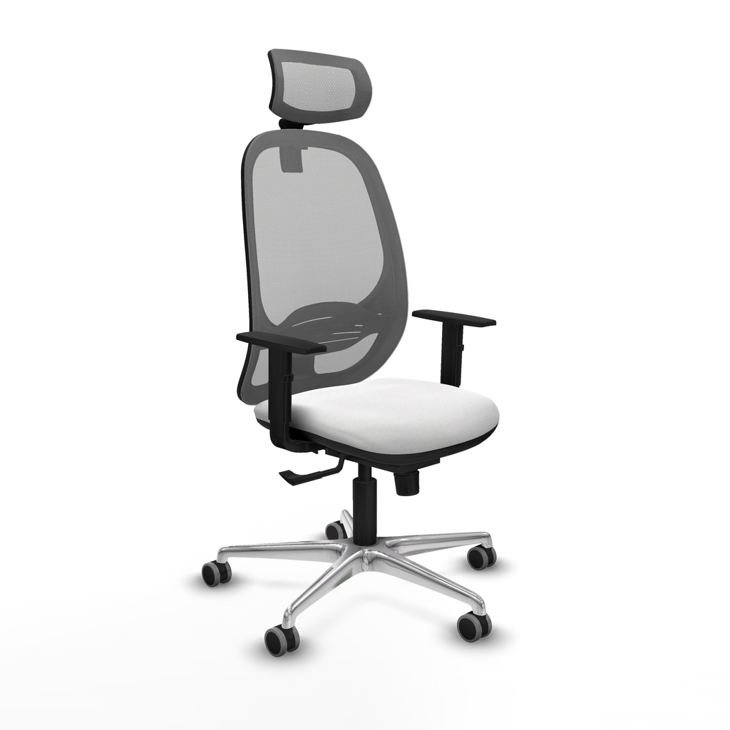Cilanco sincro malla gris bali blanco brazos 1D base aluminio cabecero 2D ruedas 65mm engomadas