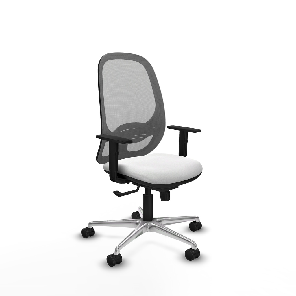 Cilanco sincro malla gris bali blanco brazos 1D base aluminio ruedas 65mm nailon