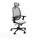 Cilanco sincro malla gris bali blanco brazos 2D base nailon cabecero 2D ruedas 65mm nailon