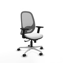Cilanco sincro malla gris bali blanco brazos 2D base aluminio ruedas 65mm nailon