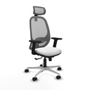 Cilanco sincro malla gris bali blanco brazos 2D base aluminio cabecero 2D ruedas 65mm nailon