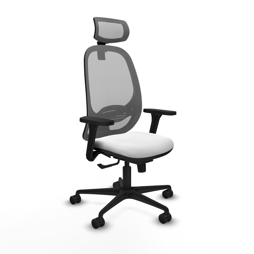 Cilanco sincro malla gris bali blanco brazos 3D base nailon cabecero 2D ruedas 65mm nailon