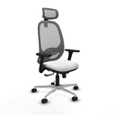 Cilanco sincro malla gris bali blanco brazos 3D base aluminio cabecero 2D ruedas 65mm nailon