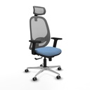 Cilanco sincro malla gris bali azul cielo brazos 2D base aluminio cabecero 2D ruedas 65mm engomadas