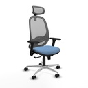 Cilanco sincro malla gris bali azul cielo brazos 3D base aluminio cabecero 2D ruedas 65mm nailon