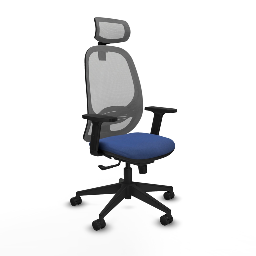 Cilanco sincro malla gris bali azul marino brazos 2D base piramidal cabecero 2D ruedas 65mm nailon