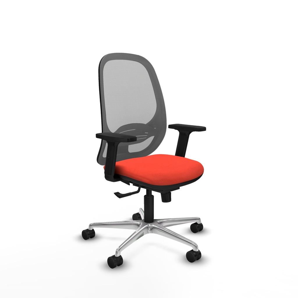 Cilanco sincro malla gris bali naranja oscuro brazos 2D base aluminio ruedas 65mm nailon
