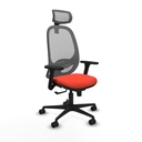 Cilanco sincro malla gris bali naranja oscuro brazos 3D base nailon cabecero 2D ruedas 65mm nailon