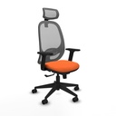 Cilanco sincro malla gris bali naranja brazos 2D base piramidal cabecero 2D ruedas 65mm nailon