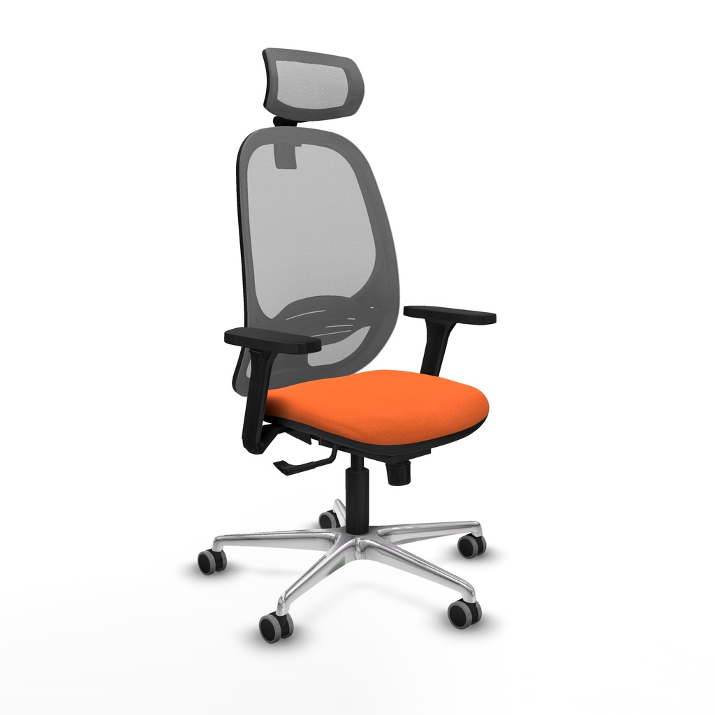 Cilanco sincro malla gris bali naranja brazos 3D base aluminio cabecero 2D ruedas 65mm engomadas