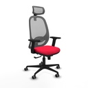 Cilanco sincro malla gris bali rojo brazos 2D base nailon cabecero 2D ruedas 65mm engomadas