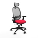 Cilanco sincro malla gris bali rojo brazos 2D base piramidal cabecero 2D ruedas 65mm nailon