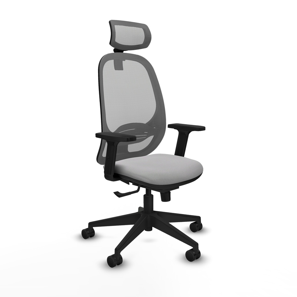 Cilanco sincro malla gris bali gris claro brazos 2D base piramidal cabecero 2D ruedas 65mm nailon