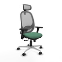 Cilanco sincro malla gris bali verde esmeralda brazos 3D base aluminio cabecero 2D ruedas 65mm nailon