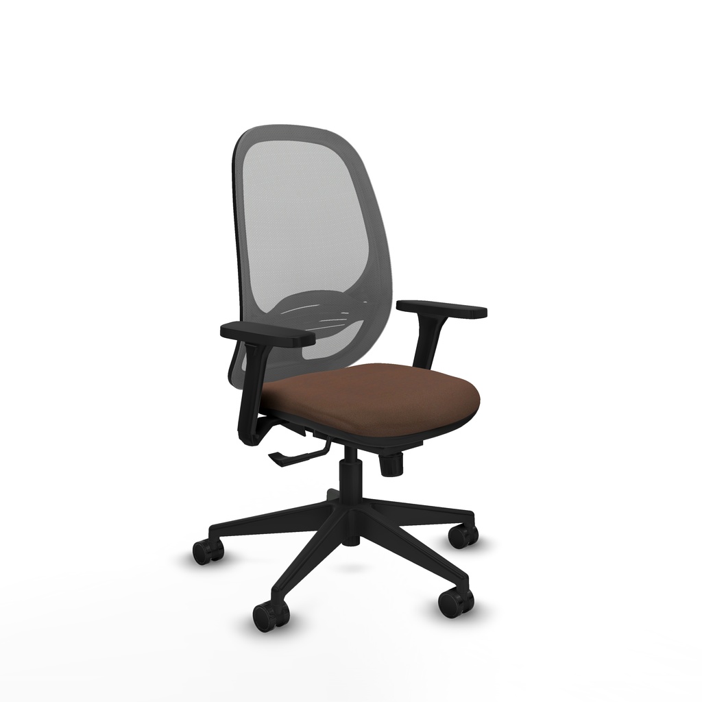 Cilanco sincro malla gris bali marrón oscuro brazos 3D base piramidal ruedas 65mm nailon