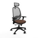 Cilanco sincro malla gris bali marrón oscuro brazos 3D base piramidal cabecero 2D ruedas 65mm nailon