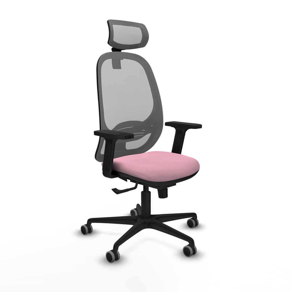 Cilanco sincro malla gris bali rosa brazos 2D base nailon cabecero 2D ruedas 65mm engomadas