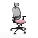 Cilanco sincro malla gris bali rosa brazos 2D base piramidal cabecero 2D ruedas 65mm nailon