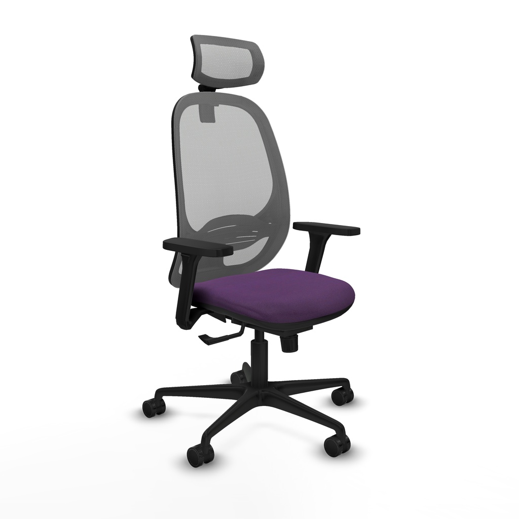 Cilanco sincro malla gris bali morado brazos 3D base nailon cabecero 2D ruedas 65mm nailon