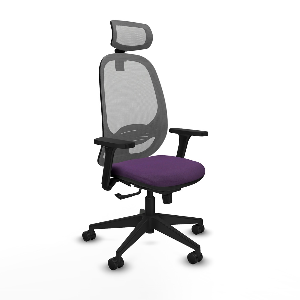 Cilanco sincro malla gris bali morado brazos 3D base piramidal cabecero 2D ruedas 65mm nailon