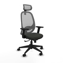 Cilanco sincro malla gris bali negro brazos 2D base piramidal cabecero 2D ruedas 65mm nailon