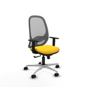 Cilanco sincro malla gris similpiel amarillo brazos 1D base aluminio ruedas 65mm nailon