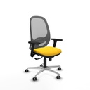 Cilanco sincro malla gris similpiel amarillo brazos 3D base aluminio ruedas 65mm engomadas
