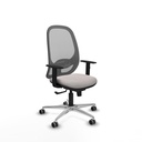Cilanco sincro malla gris similpiel blanco brazos 1D base aluminio ruedas 65mm engomadas