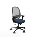 Cilanco sincro malla gris similpiel azul marino brazos 2D base nailon ruedas 65mm engomadas