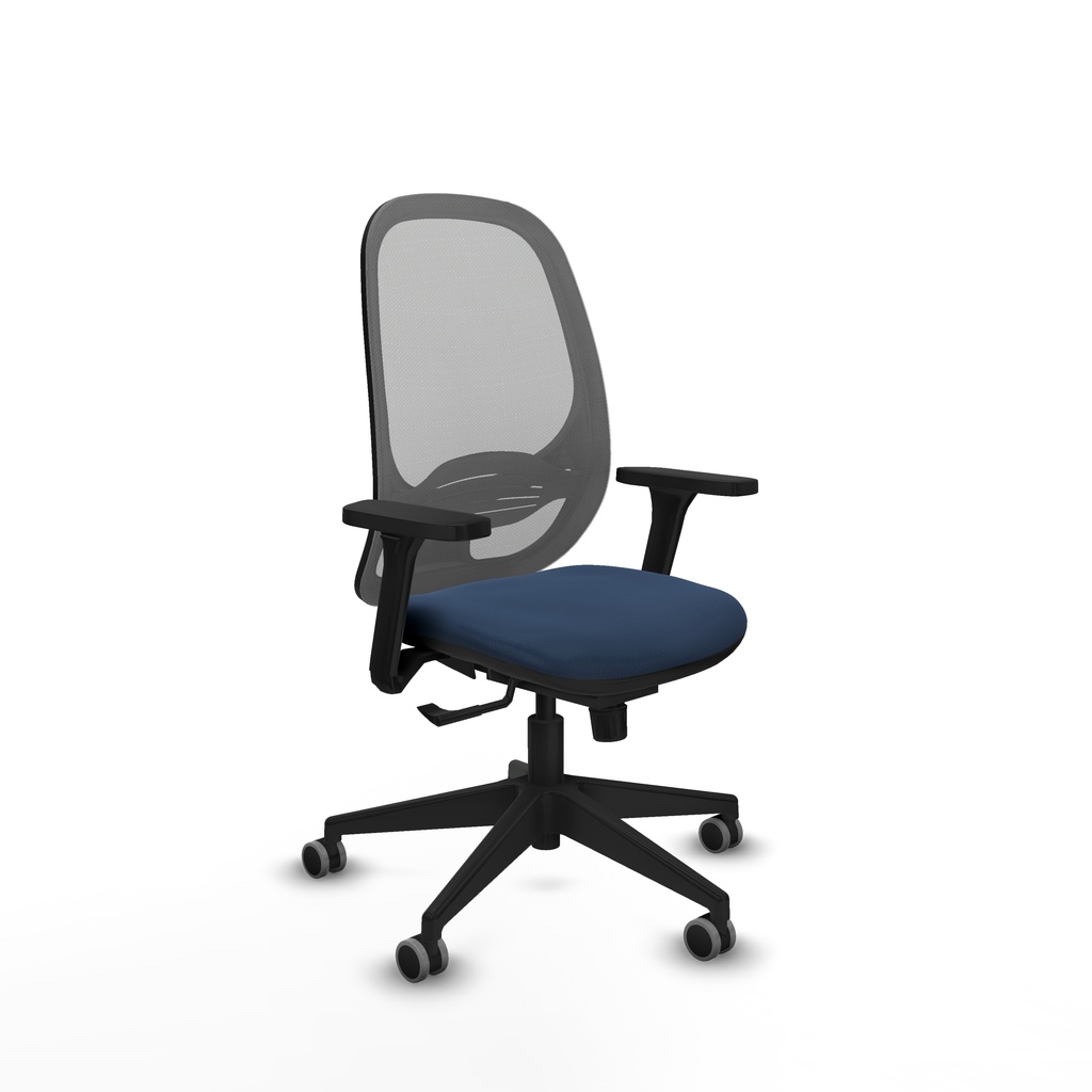 Cilanco sincro malla gris similpiel azul marino brazos 3D base piramidal ruedas 65mm engomadas