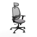 Cilanco sincro malla gris similpiel gris brazos 2D base nailon cabecero 2D ruedas 65mm engomadas