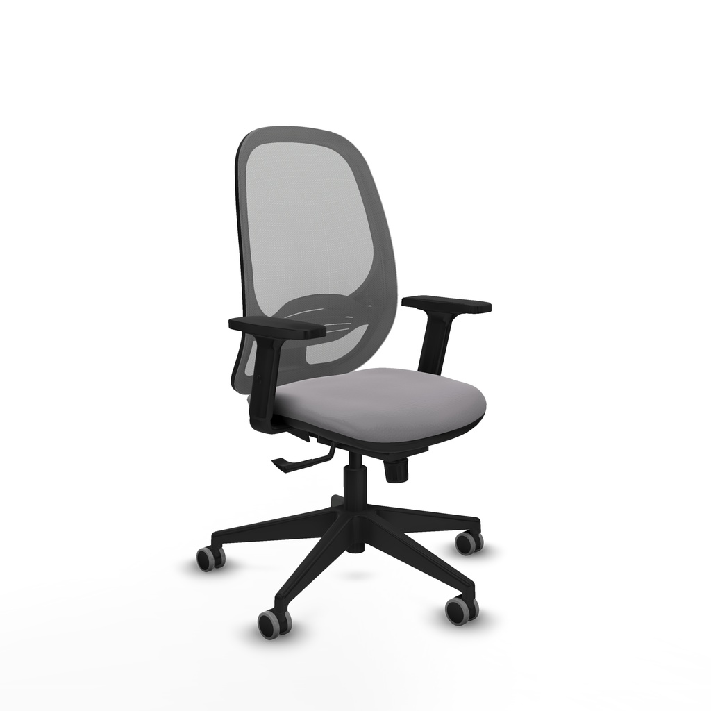 Cilanco sincro malla gris similpiel gris brazos 2D base piramidal ruedas 65mm engomadas