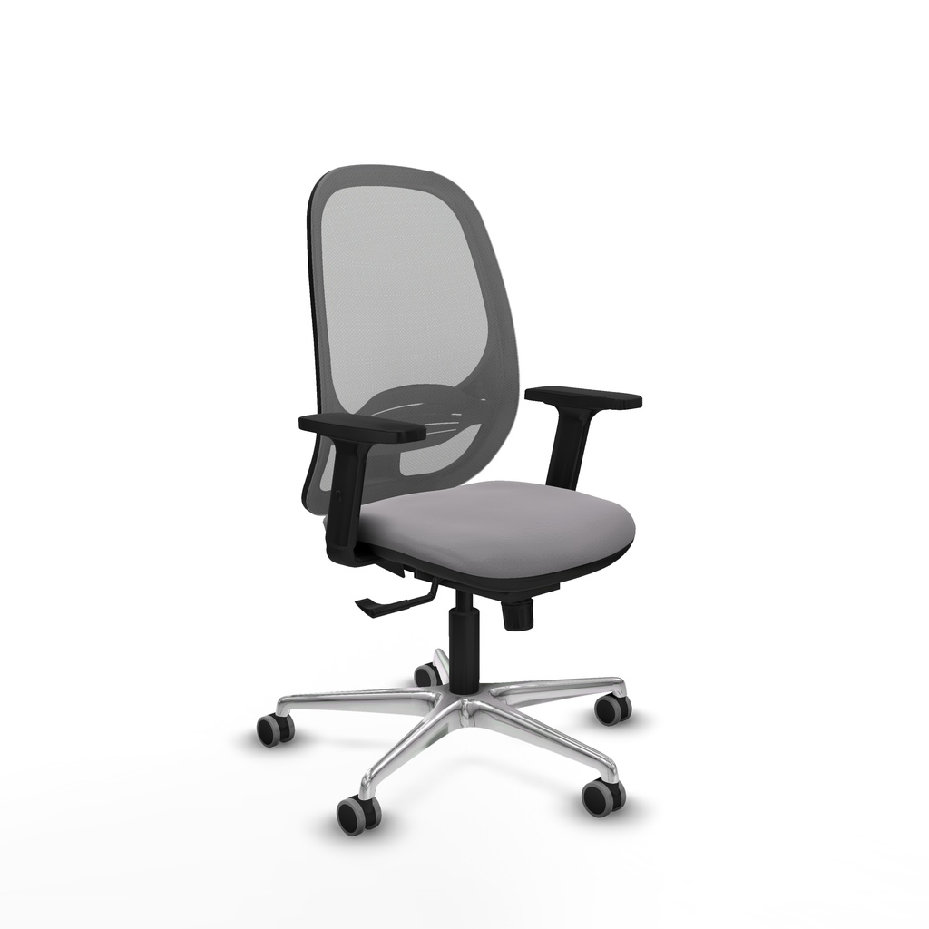 Cilanco sincro malla gris similpiel gris brazos 2D base aluminio ruedas 65mm engomadas