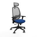 Cilanco sincro malla gris similpiel azul brazos 3D base piramidal cabecero 2D ruedas 65mm engomadas