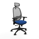 Cilanco sincro malla gris similpiel azul brazos 3D base piramidal cabecero 2D ruedas 65mm nailon