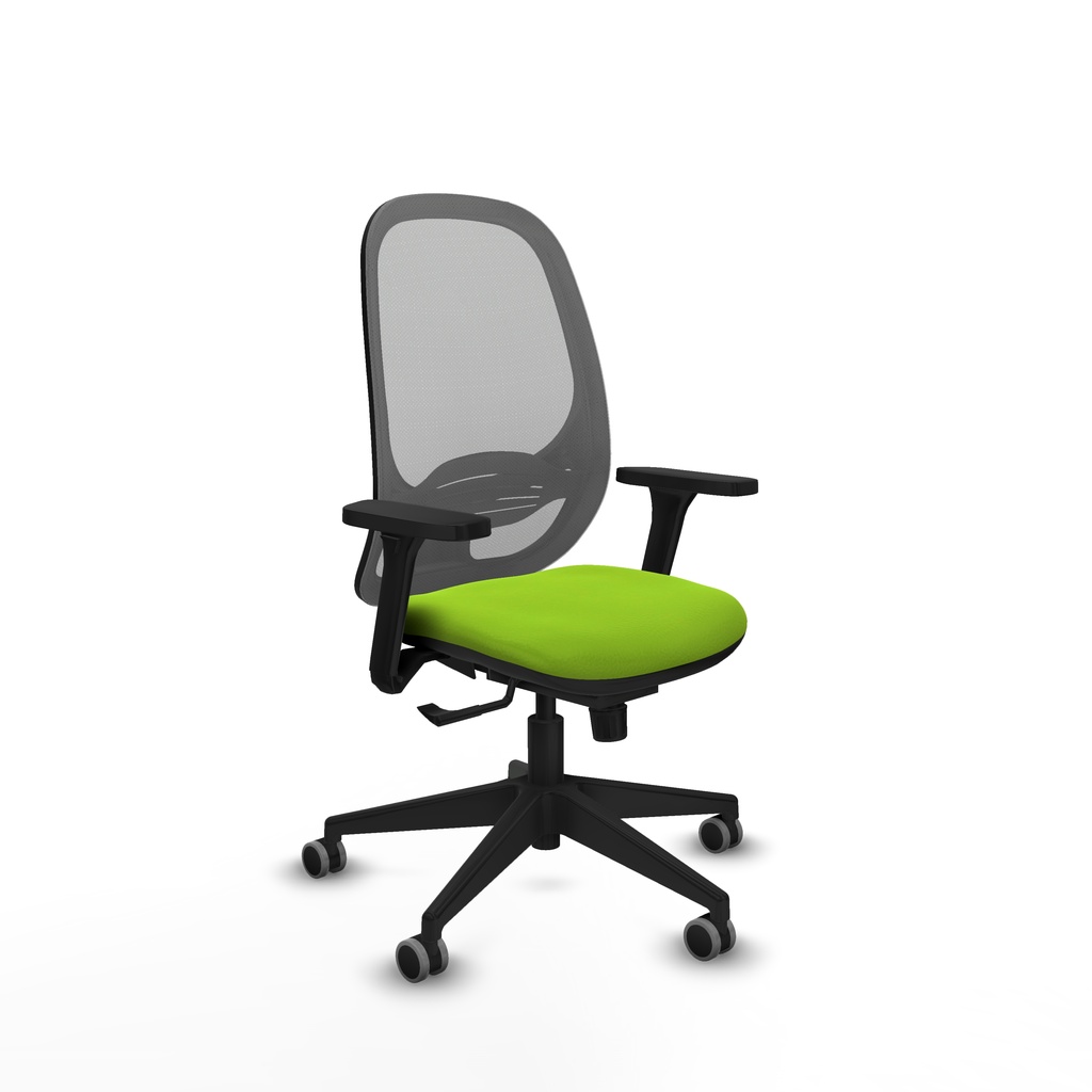 Cilanco sincro malla gris similpiel pistacho brazos 3D base piramidal ruedas 65mm engomadas