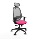 Cilanco sincro malla gris similpiel rosa brazos 1D base piramidal cabecero 2D ruedas 65mm engomadas